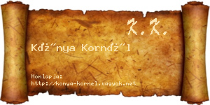 Kónya Kornél névjegykártya